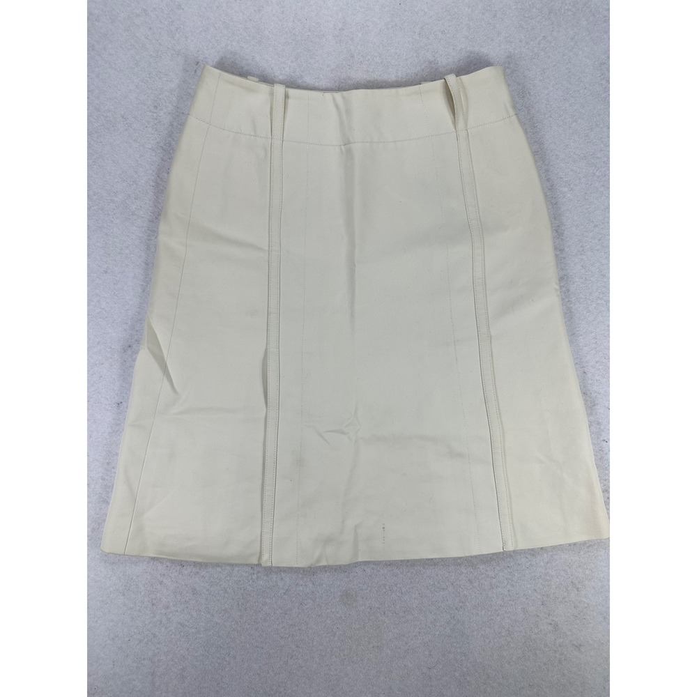 Loro Piana Ivory Cotton Silk Lined A-Line Skirt Made in Italy Size 42